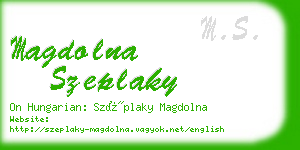 magdolna szeplaky business card